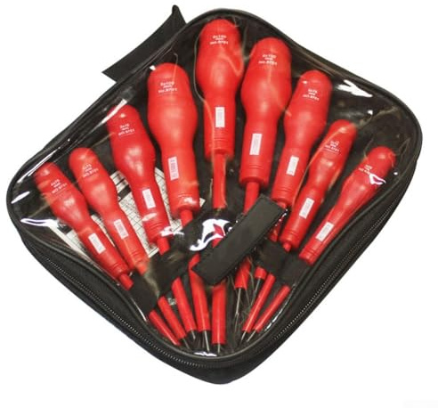 Lot de 9 tournevis isolés avec embouts fendus et cruciformes - Pointe magnétique - 1000 V - Pour électricien