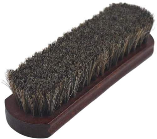 Cepillo de zapatos de pelo de caballo, cepillo profesional premium para el cuidado de la piel, limpia, pule, refresca sin arañazos, universal para zapatos, bolsas, chaquetas, muebles, natural