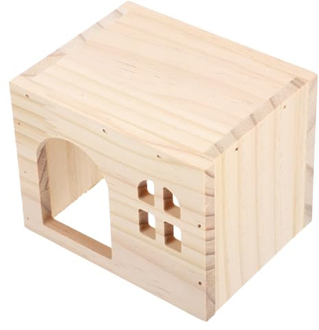 UKCOCO Maison Bois pour Hamster avec Plusieurs Chambres Cachette Polyvalente pour Chinchillas et Petits Rongeurs Refuge Naturel Confortable