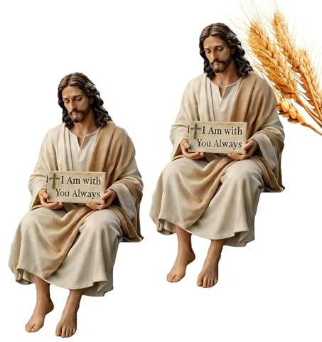 2 Piezas Figura De Jesucristo, Inspiracional De Resina Pintada A Mano, Estatua Religiosa De Resina Pintada A Mano, Figuritas De Jesús Para Escritorio Para Estantería Escritorio Hogar Dormitorio Sala