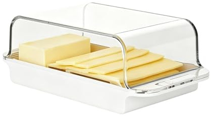 Smörbehållare för kylskåp | Lufttät Genomskinlig Förvaringsbehållare I Lantlig Köksstil,Täckt Smörfat Med Lock,för Cream Cheese östkuststil bänkskiva kylskåpshylla kyl studentrum