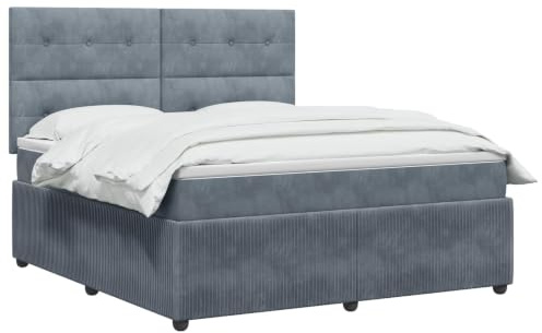 vidaXL Lit boxspring avec Matelas Gris foncé 180 x 200 cm Velours