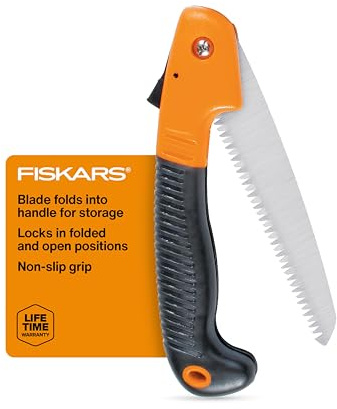 Fiskars Folding Hand Saw, 7 Pruning Saw with Power Tooth Blade with Triple Ground Teeth that Powers Through Wood Faster, Soft Grip Handle