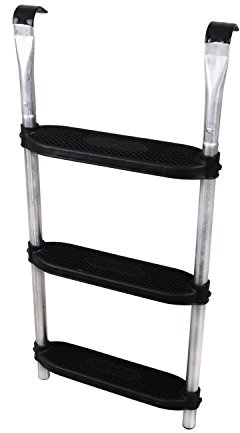 Ampel 24 Trampolin Leiter 86 cm lang, Einstiegsleiter mit 3 Breiten Stufen, praktischer Aufstieg für Gartentrampoline, Silber