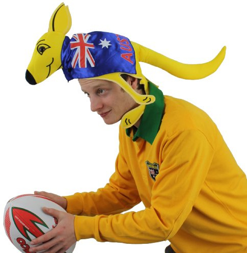 0826P4UBUUA ILOVEFANCYDRESS Chapeau a emblême de supporter de la coupe du monde de rugby Australien en forme de kangourou pour adulte. Ideal pour les évènements sportif de grande ampleur.