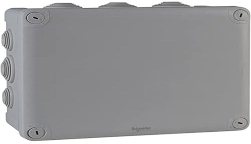 Schneider Electric Mureva Box Abzweigdose, ENN05013 | Aufputz, 4 Tüllen Ø 25mm, 8 Tüllen Ø 32mm, IP55, IK07, 225x175x100mm, grau