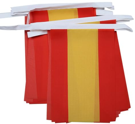 AZ FLAG Guirnalda España sin armas 6 m 20 banderas Poliéster Ligero | Uso interior y exterior Cadena de banderas española sin escudo banderas cosidas sobre cinta reforzada