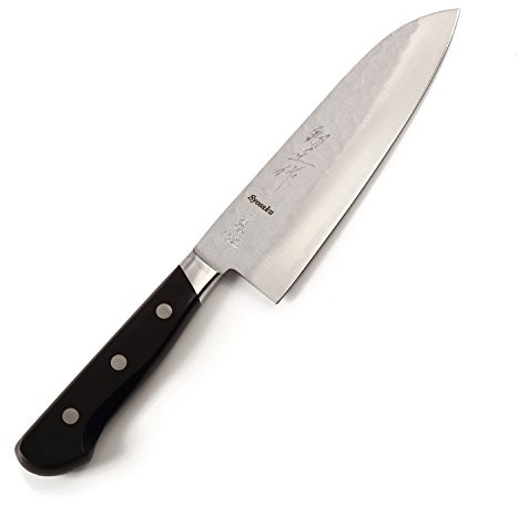 Syosaku Japanese Multi Purpose Chef Knife Aoko(Blue Steel)-No.2 Black Pakkawood Handle, Santoku 7-inch (180mm)