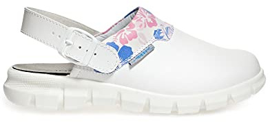 Abeba Clog 7320 – Dynamic Cuir Lisse Blanc avec imprimé Floral Certifié 40