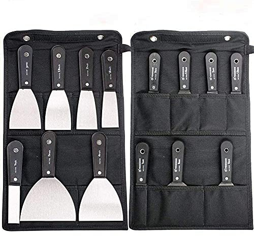 7 PCS Drywall Paint Scraper Tools with Storage Bag,Spackle Drywall Putty Knife Set,Stainless Steel Spackling Taping Knife Tool for Repairing,Removing Wallpaper,Applying Putty,Mud, Plaster Scraping