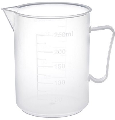 sourcingmap Measuring Cup 250ml PP Plastic Graduated Beaker Transparent with Handle for Lab Kitchen liquids