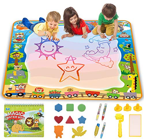 lenbest Juguetes Niños 2 3 Años - 100 x 100 cm Alfombra Pintar Agua Niños - Juguetes Niños 1 Año - Juguetes Niña 2 3 4 Años - Juegos Educativos - Regalo Niños Niña