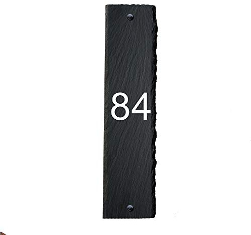 Personalised Natural Slate House Gate Sign Plaque Door Number Personalised Name UV Printed Hand Finished in UK (Number, 30X7cm Rectangle)