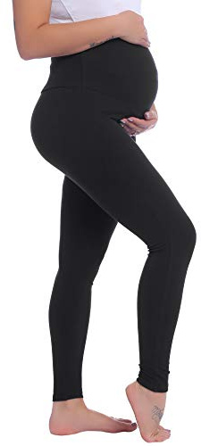 Joyaria Leggings für Schwangere Lang Umstandshose High Waist Pyjamahose Bequeme Freizeithose Baumwolle Jogginghose Blickdicht Yogahose(Schwarz,XXL)