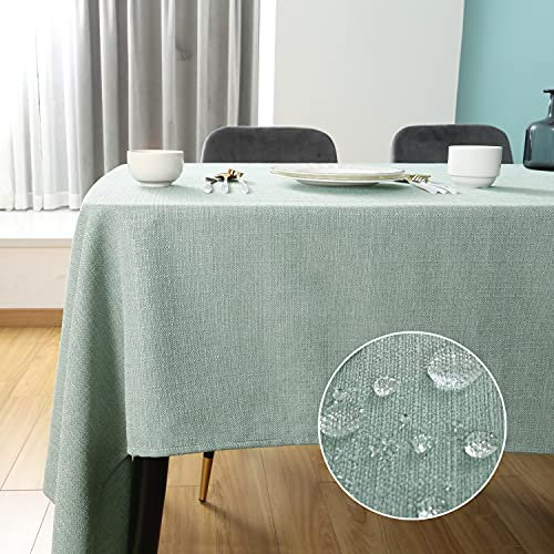 SEASHORE TREE Tischdecke Leinen Leinenoptik Tischdecke Abwaschbar Tischtuch Leinen Tischläufer Tischwäsche Eckig Wasserdicht Tischdecke Hellgrün 145 x 300 cm