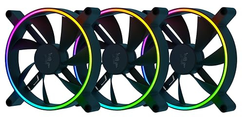 Razer Kunai Chroma - aRGB-PC-Hochleistungslüfter (Leise, leistungsstarke, Bis zu 8 Lüfter anschließen, Unterstützung für PWM-Lüftersteuerung, Razer Chroma) 3 Lüfter | 140MM