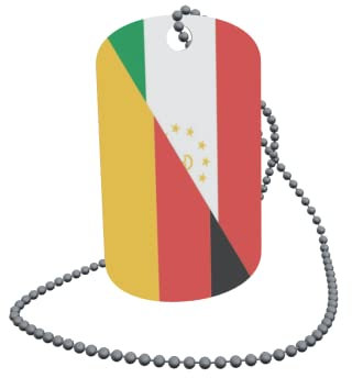 U24 Dog Tag Erkennungsmarke ID Tag an Kette Flagge Tadschikistan-Deutschland Alu 30 x 50 mm