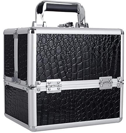 Kosmetikkoffer Schminkkoffer Leer Make up Koffer Professionelle Beauty Case Make up Organizer Koffer, schwarz