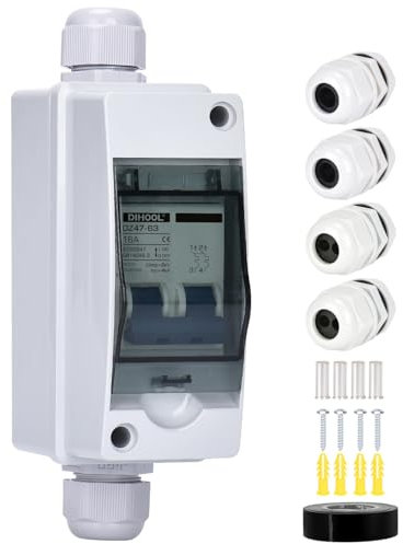 DIHOOL AC Miniature Circuit Breaker,240V 16a MCB Type C Double Pole With IP65 Waterproof box