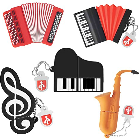 8GB*5 USB-Stick USB-Flash-Laufwerk Akkordeon*2/Saxophon/Klavier/Note, Memory Stick Cartoon Speicherstick Flash-Speicher-Stick, Pen Drive für Schule Büro Auto PC Laptop (8GB*5, Musikinstrumente)