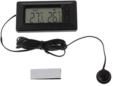 Jorzer Thermomètre Automobile intérieur et thermomètre extérieur Thermomètre à Affichage numérique LCD avec Un thermomètre intérieur et extérieur du câble de 1,5 m