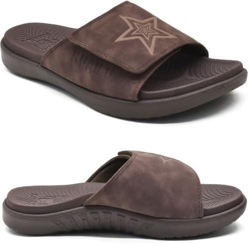 KuaiLu Mens Athletic Slides Orthopedic Arch Support Cushion Sandals