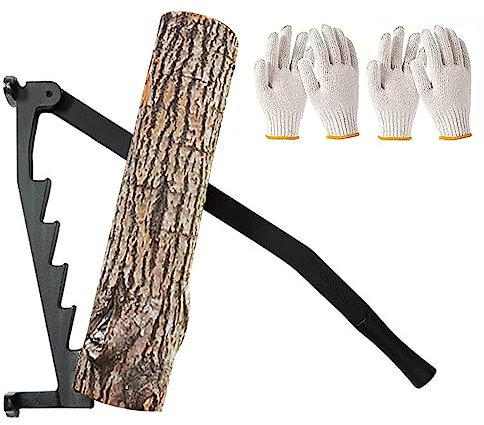 Firewood Kindling Splitter Wall Mount with gloves, 60cm/23.6 inch Wall Mounted Kindling Splitter, for Wood Cast Iron Manual Log Splitter Hand Sturdy Firewood Cutter