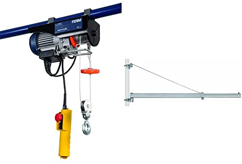 FERM Palan à Levier électrique 500W - Max. 250 Kg - avec câble Non Rotation et télécommande & Einhell Fixation équerre pour Potence GT-SA 1200 - Longeur 110 cm - portée à 750 mm