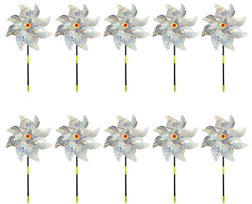 URFEDA 10PCS Réfléchissant Moulin à Vent, Anti Oiseaux Moulin a Vent, Répulsif d'oiseaux Réfléchissant, Moulin à Vent Jardin Decoration pour Protéger Le Vergers, Jardins, Granges, Arbres, 18x48cm
