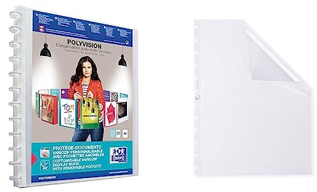 Oxford Ring-Mappe A4, polyvision, 20 Hüllen, vario-zipp, transparent, farblos & Ersatzhüllen Vario-Zipp A4 Ringbücher 10 Stück