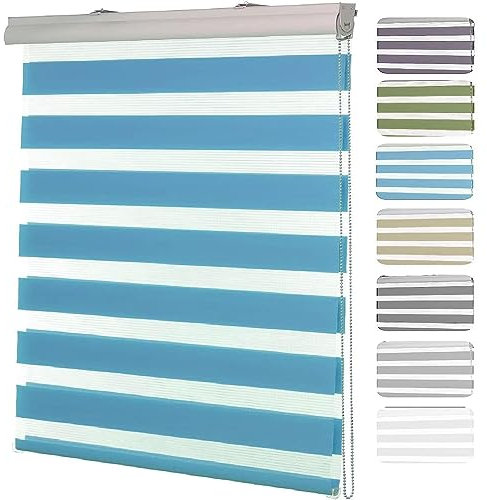 Lamellenvorhang 60 x 240 cm Sichtschutz Blendschutz Hitzeschutz Jalousette Jalousien Montage-Teile inklusive für Fenster oder Tür, Badezimmer, Blau