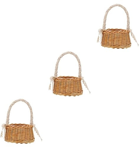 Cabilock 3st Blumenkorb Geflochtener Pflanzkorb Aufbewahrungskorb Aus Rattan Geflochtener Picknickkorb Pflanzkorb Aus Seegras Gemüse-aufbewahrungskorb Klein Weide Handbuch Baby Schatzschale
