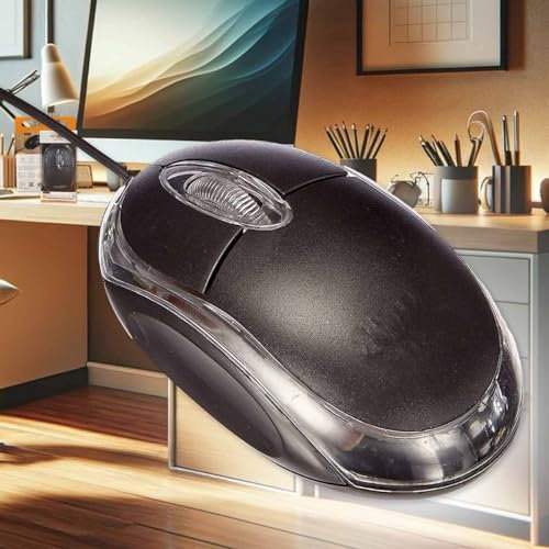 A2ZWORLD Souris optique avec fil 1,25 m, USB2.0, 1200 Dpi, 2 touches + molette cliquable, modèles légers et fins, idéal pour voyage, maison, bureau, travail (modèle 2964 (petit + rétro-éclairé rouge))