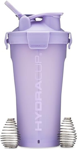Hydra Cup DualShaker Pro 32 oz Shaker Bottle for Protein Shakes, Shaker Cup w/Handle & Ball Blender Whisks, Dual Mixing Shaker Bottle with Storage, 2 in 1, for Travel To Go, BPA Free (Purple)