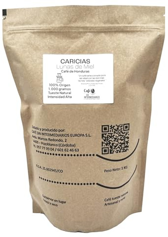 CAFE SIN INTERMEDIARIOS - Caricias - Caffè dell'Honduras per macchine a filtro o americane 1Kg - Tostatura settimanale - Confezionato e macinato alla spedizione - Intensità elevata