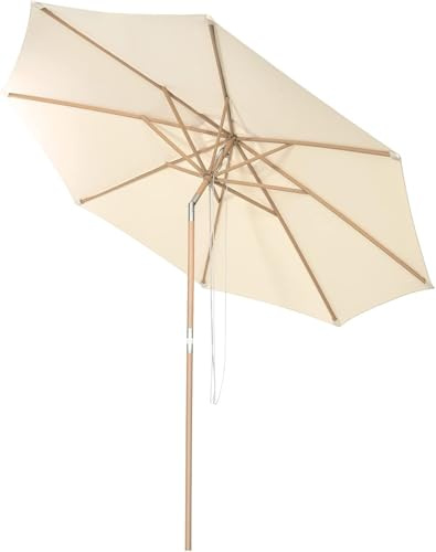 GOPLUS Sonnenschirm 300cm, Terrassenschirm Holz, Gartenschirm beidseitig um 30° knickbar, Strandschirm mit 3-stüfig höhenverstellbar, Marktschirm UV-Schutz, Tischschirm für Garten, Balkon & Pool