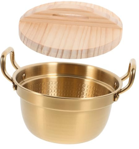GRADENEVE Edelstahltopf Zum Kochen Von Instant-nudeln Mit Holzdeckel Suppentopf Mit Doppelgriff Lebensmittelgeeignet Für Küche