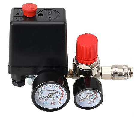 YILIKISS Druckregler 230 V mit Druckschalter mit Manometer,Einstellbar 5 bis 8 bar, Druckschalter für 230V Kompressor, Druckluft Kompressor