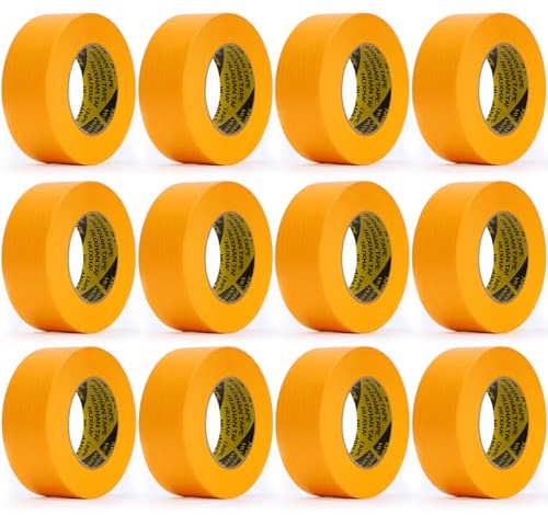 Ulawellor 12 Rollen Goldband Malerkrepp, Kreppband 30 mm für präzise Malerarbeiten, Profi Abdeckband für Farbkanten, Masking Tape, rückstandsfrei und selbstklebend