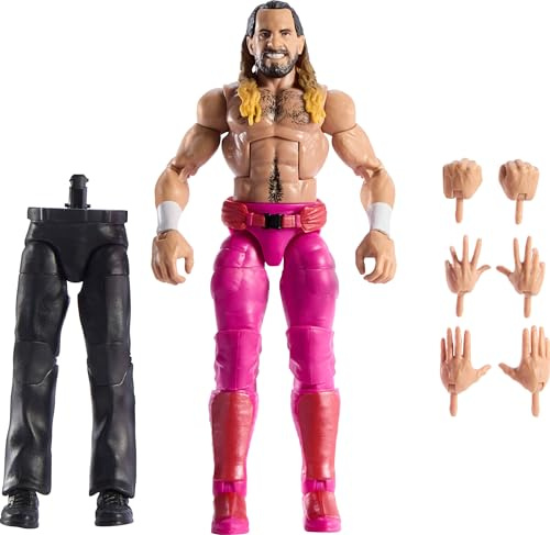 Mattel WWE Elite Collection WrestleMania con Howard Finkel Seth “Freakin” Rollins Figura de acción y accesorios, conjunto de juego de los principales eventos en directo con piezas para construir,JCJ51
