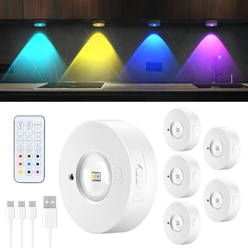 Banaone Unterbauleuchte Küche LED, USB Aufladbar Vitrinenbeleuchtung mit Fernbedienung, Schrankbeleuchtung,Magnetisch Licht,Indirekte Beleuchtung mit Timer Funktion (6)