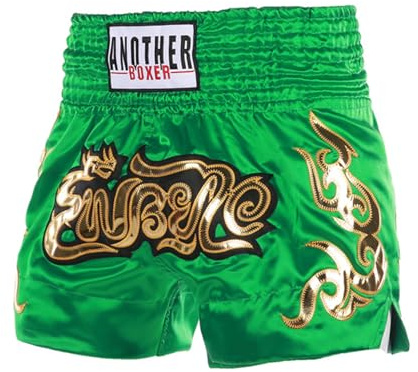 LiiYii Barn thailändska boxningsshorts MMA pojke flickor Muay Thai 5–16 år, Färg: grön, 13-14 år