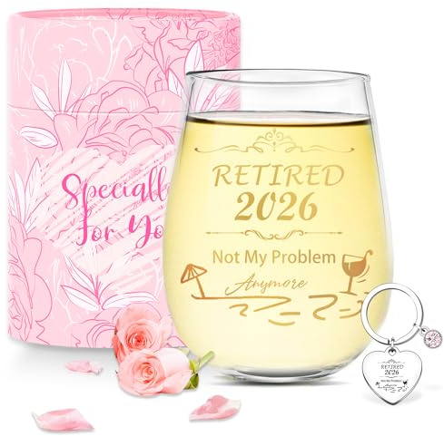 Best Retirement Gifts for Woman Men Stemless Wine Glass 2026 Leaving Gifts | Thank You Retired Farewell Gifts for Women Coworkers Colleagues Teacher Funny Retirement Good Luck Gifts Happy Retirement