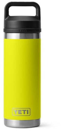 YETI Rambler Bottle Chug, Vacuum Insulated Stainless Steel Bottle with Chug Cap, Firefly Yellow, 18 oz (532 ml)