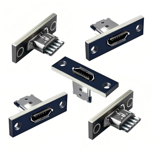 chenyang 5 Pack USB 2.0 DIY Anschluss, Micro USB 5-poliger Buchsenanschluss Reparatur Ersatz Lötadapter mit Schraubloch für die Schalttafelmontage
