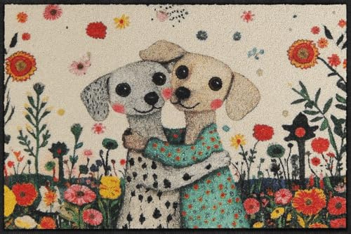 Salonloewe Fussmatte Sweet Dogs I Schmutzfangmatte & Fußabtreter für Innen 50 x 75 cm