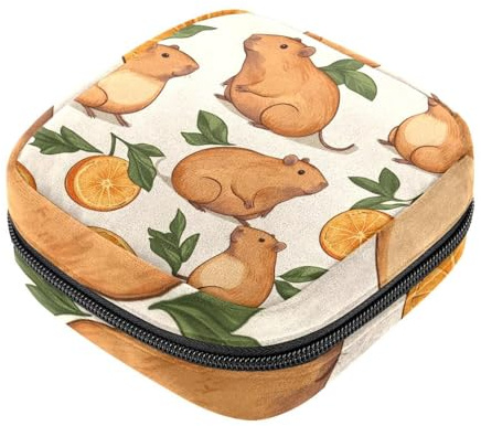 Borsa per il primo ciclo mestruale con capibara con agrumi, borsa per il primo ciclo mestruale per donne e ragazze, borsa per coppette mestruali femminili