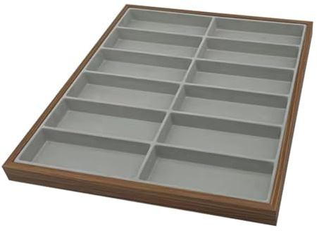 Yominerr Estante de Almacenamiento de 12 Rejillas de Madera de Nogal para Gafas, Bandeja de Exhibición para Gafas de Sol, Cajas Organizadoras para Guardar Anteojos