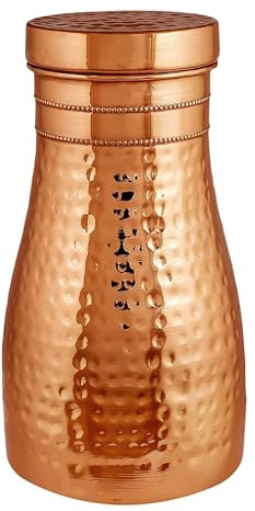 TRAFAART Kopparsängkaraffer 1.2 Liter/40 Oz Traditionell Hammerad Designkruka I Sovrummet Vattenflaska För Sport Och Yoga