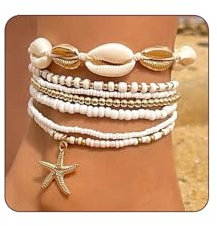 Cosmeria 7 Stück Muschel Armband Set, Bohemischer Strandstil, armbänder mit Muscheln & Seesternen, Perfekt für Sommer, Strandpartys & Urlaub, Summer Must Haves